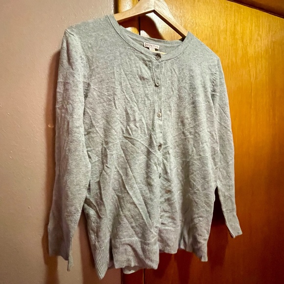 Merona Vintage Womens Size Medium Light Gray Button Up Cardigan Knit Sweater - Picture 10 of 11
